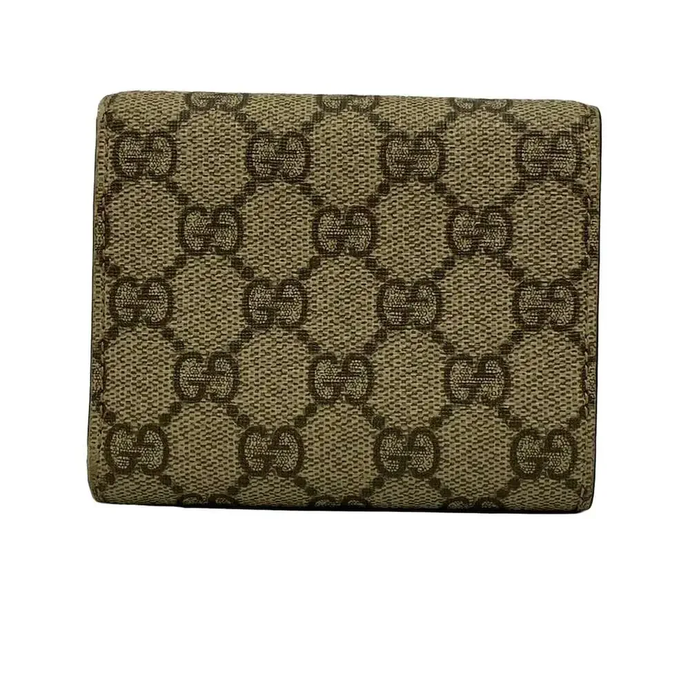 Gucci Dionysus/GG Plus/GG Supreme Trifold Wallet 627073 Dark Brown Beige PVC - Picture 2 of 6